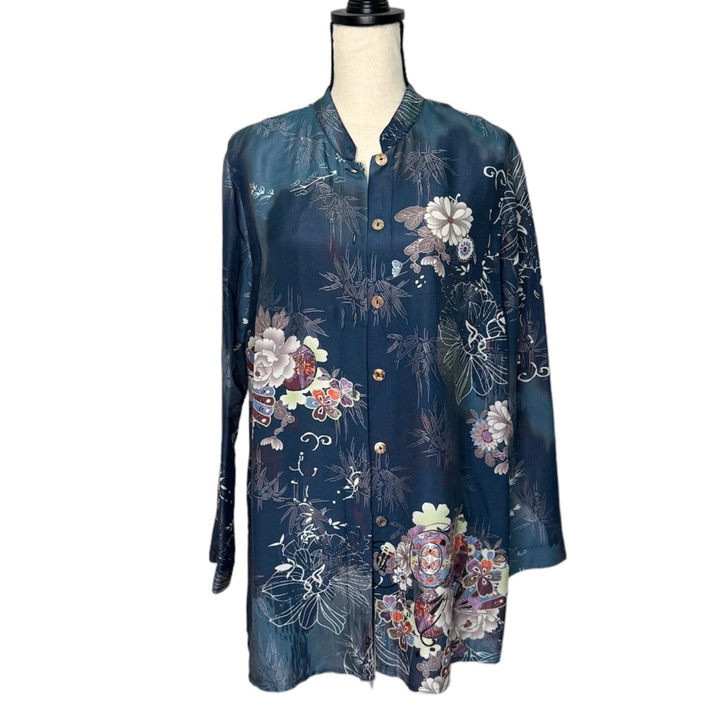 Poems by Citron Santa Monica Floral Japanese Style Button Down Shirt